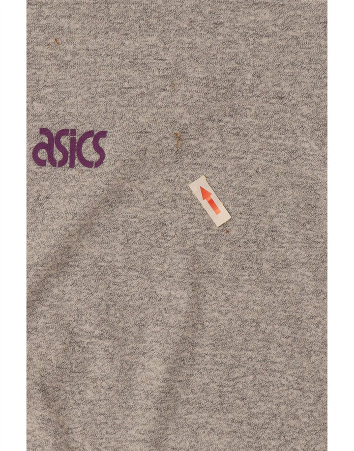 Camiseta feminina ASICS com estampa oversized UK 16 grande algodão manchado cinza