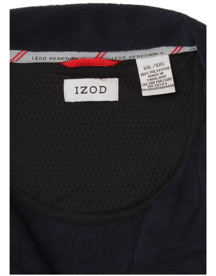 Suéter masculino Izod de lã com zíper e gola 2XL poliéster azul marinho