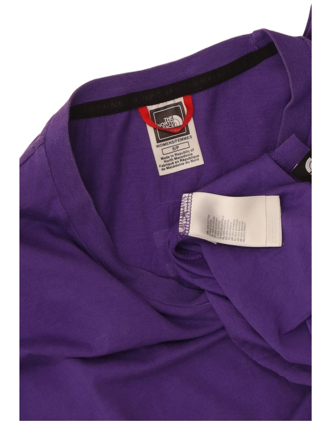 THE NORTH FACE Top gráfico feminino manga comprida Reino Unido 10 algodão roxo pequeno