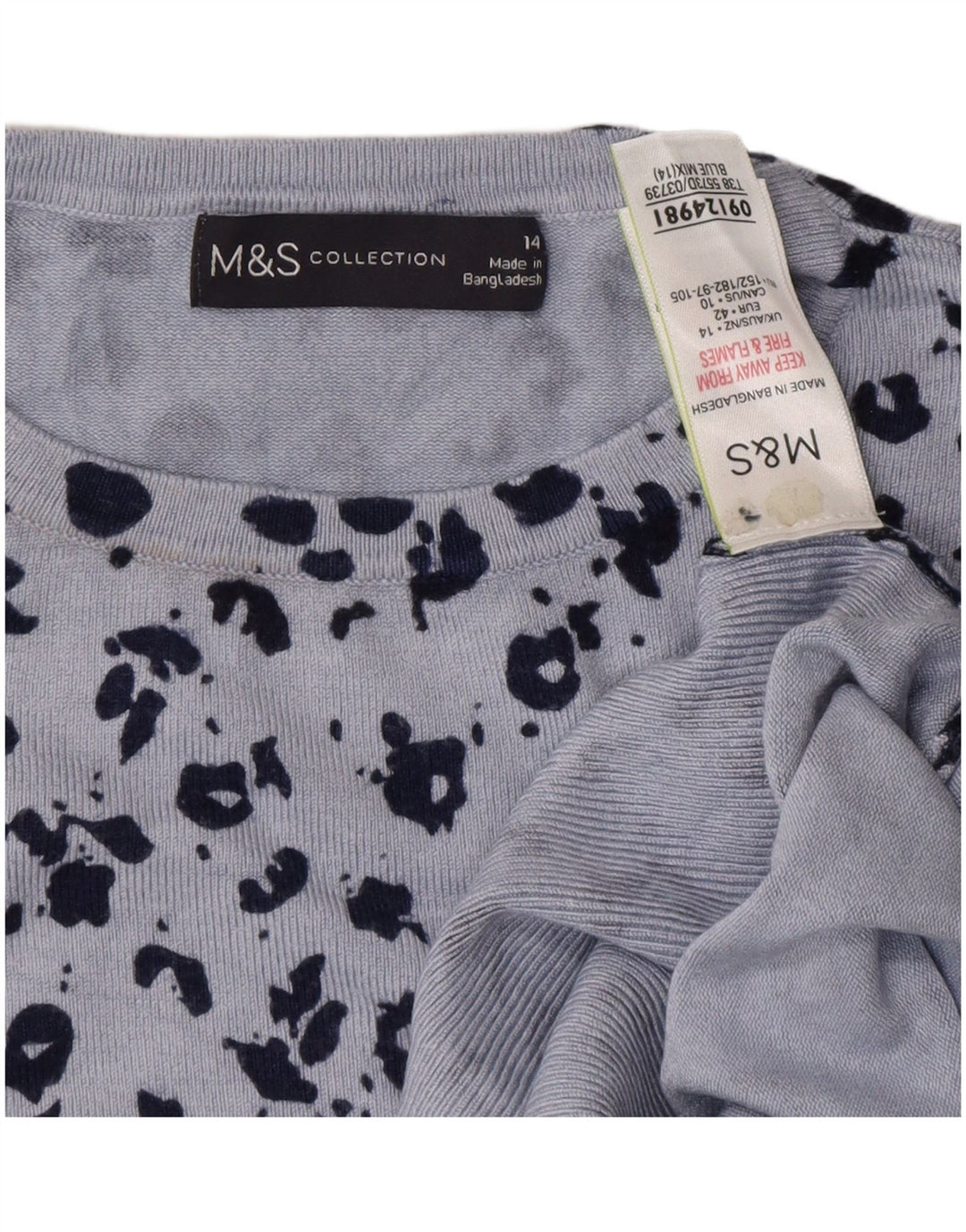 Suéter feminino MARKS & SPENCER com gola redonda Reino Unido 14 grande azul