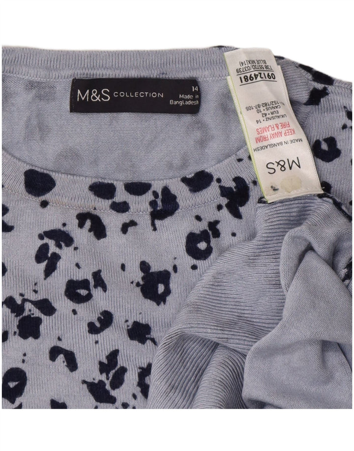 Suéter feminino MARKS & SPENCER com gola redonda Reino Unido 14 grande azul