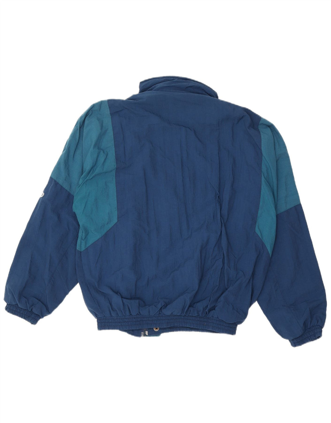 Jaqueta bomber masculina vintage UK 40 grande bloco colorido azul marinho nylon