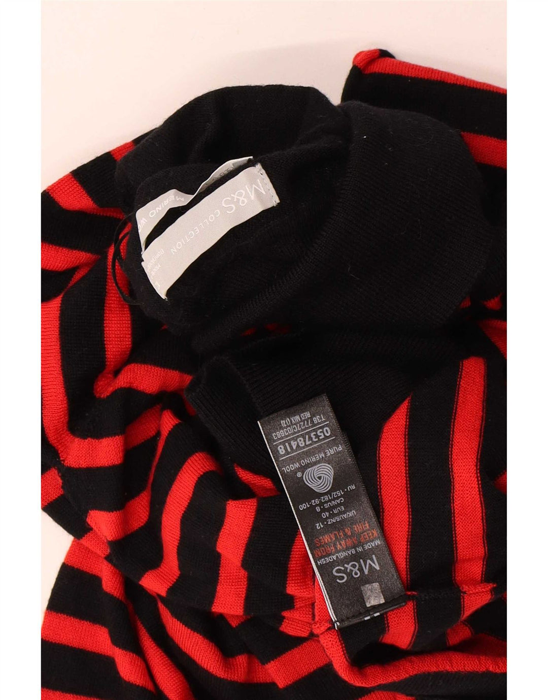 Suéter feminino Marks & Spencer com gola redonda e listrado preto médio UK 12