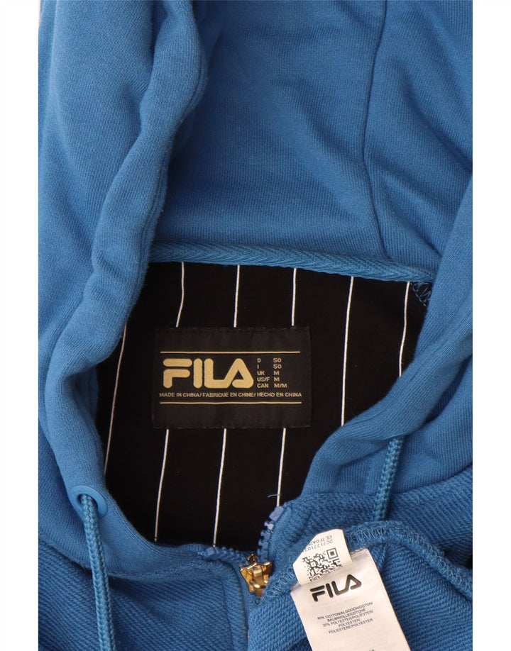 Suéter masculino Fila com capuz e zíper médio azul algodão