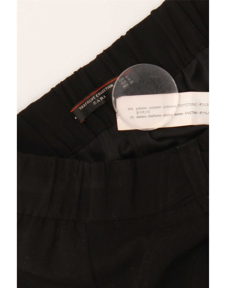 Zara Calça capri feminina de perna larga médio W28 L22 poliéster preto