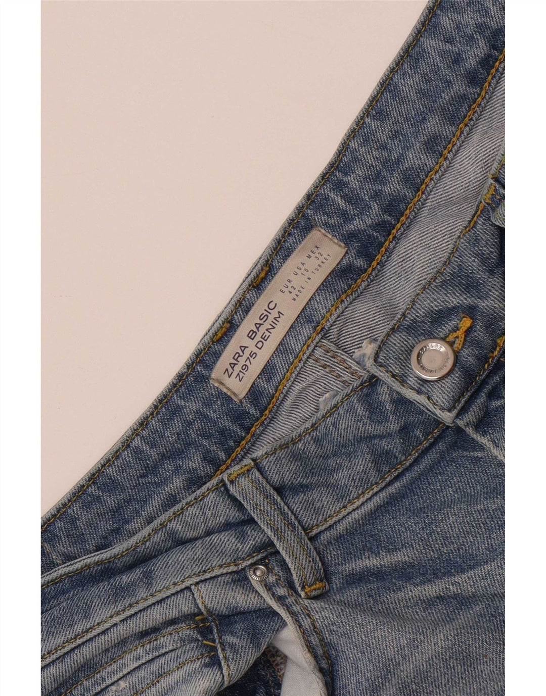 Zara Calça jeans feminina larga EU 42 Grande W32 L34 Azul