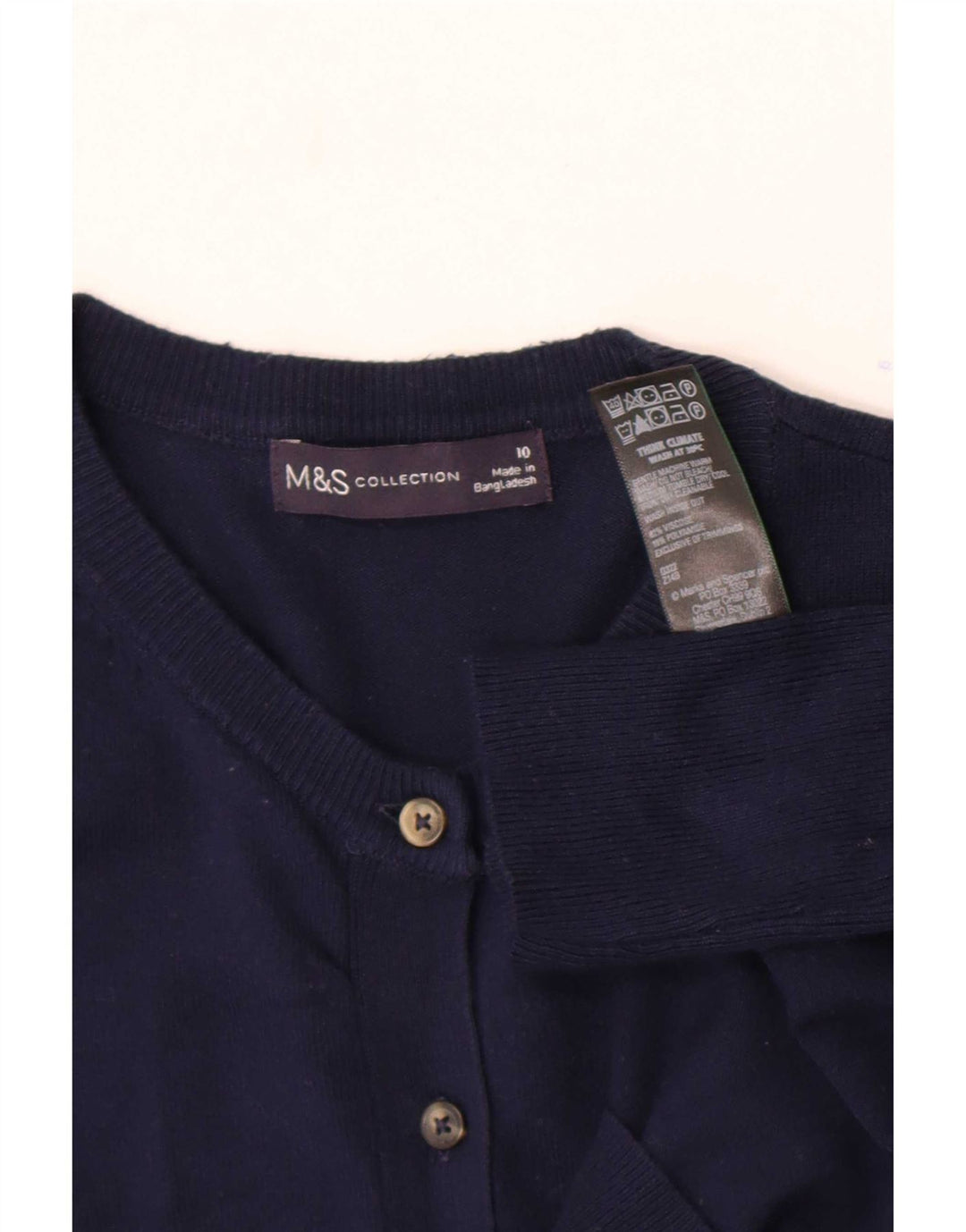 Suéter cardigã feminino Marks & Spencer Reino Unido 10 pequeno azul marinho viscose