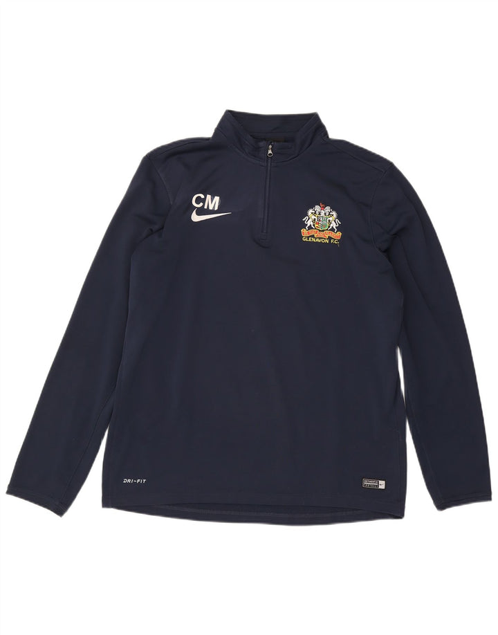 NIKE Masculino Dri Fit Zip Neck Pullover Treino Top Grande Azul Marinho