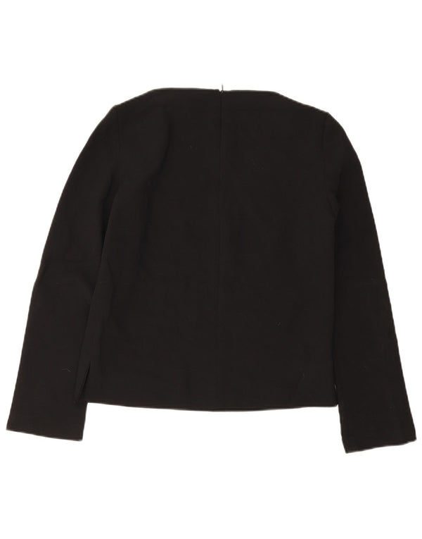 Top feminino Zara manga comprida UK 6 XS preto poliéster