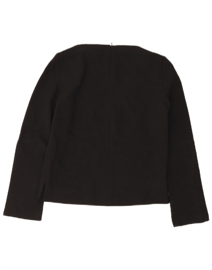 Top feminino Zara manga comprida UK 6 XS preto poliéster
