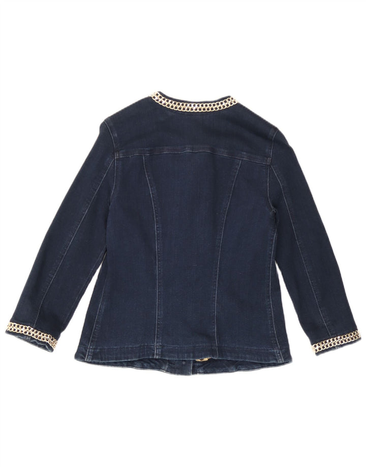 Jaqueta jeans feminina Liu Jo manga 3/4 Reino Unido 10 pequena azul marinho