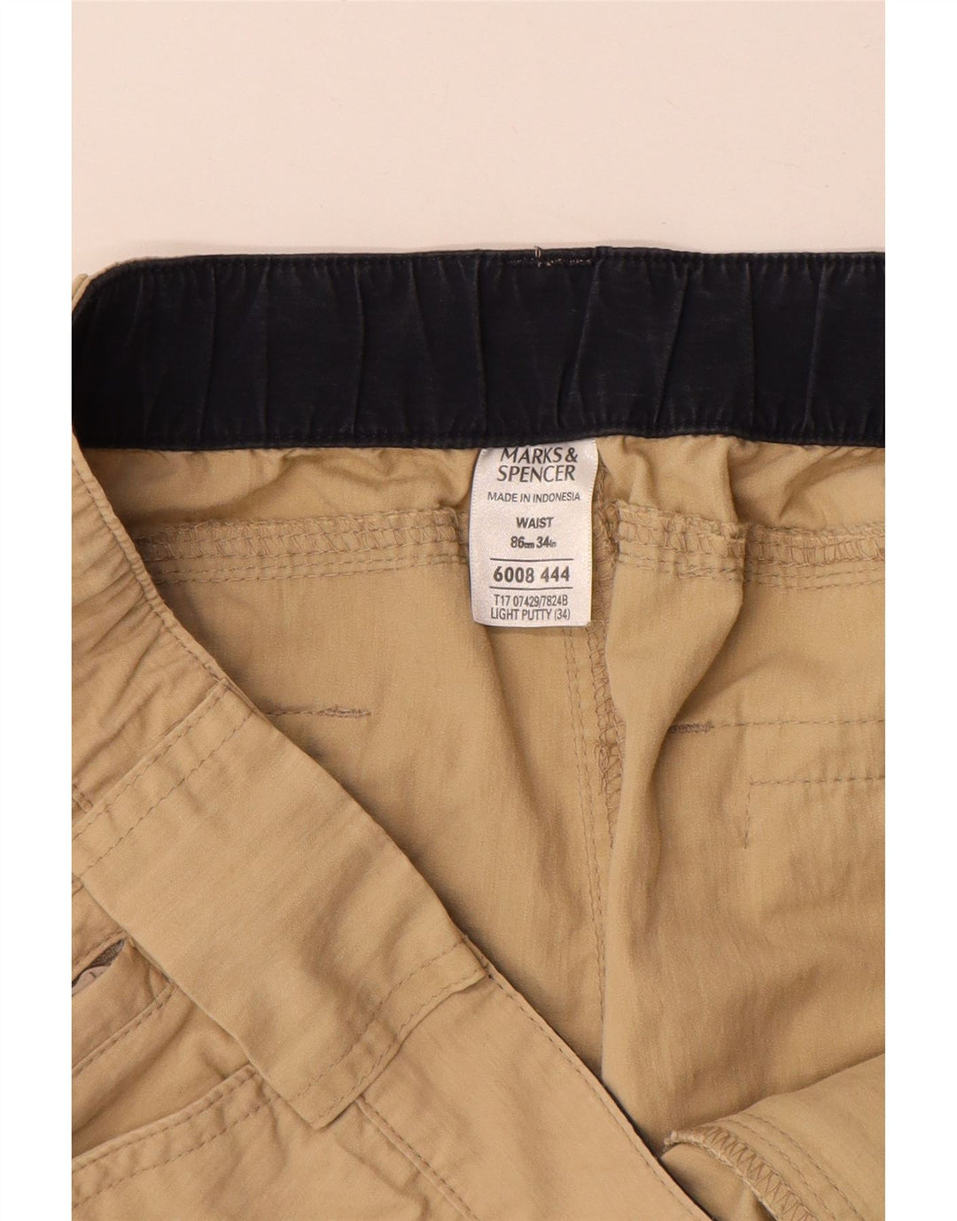 Shorts cargo masculino MARKS & SPENCER W34 grande algodão bege