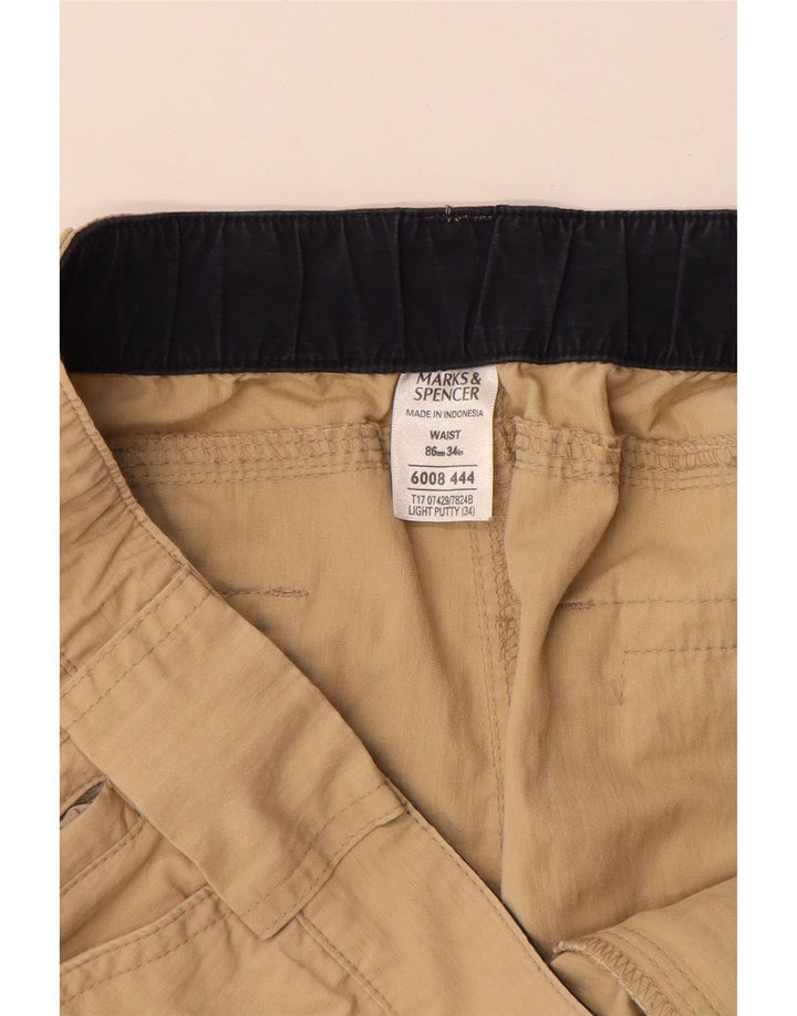 Shorts cargo masculino MARKS & SPENCER W34 grande algodão bege