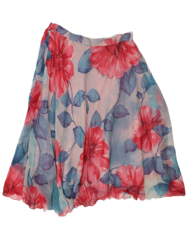 Saia feminina vintage linha A W30 floral azul médio