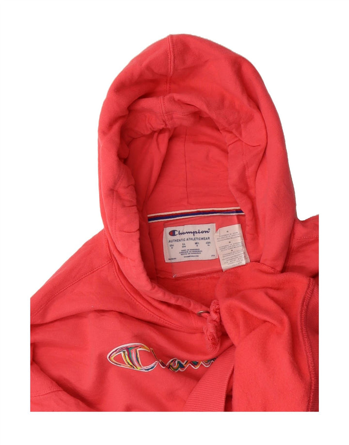 CHAMPION Womens Graphic Hoodie Jumper UK 14 Medium Pink Cotton Vintage Champion and Second-Hand Champion from Messina Hembry 