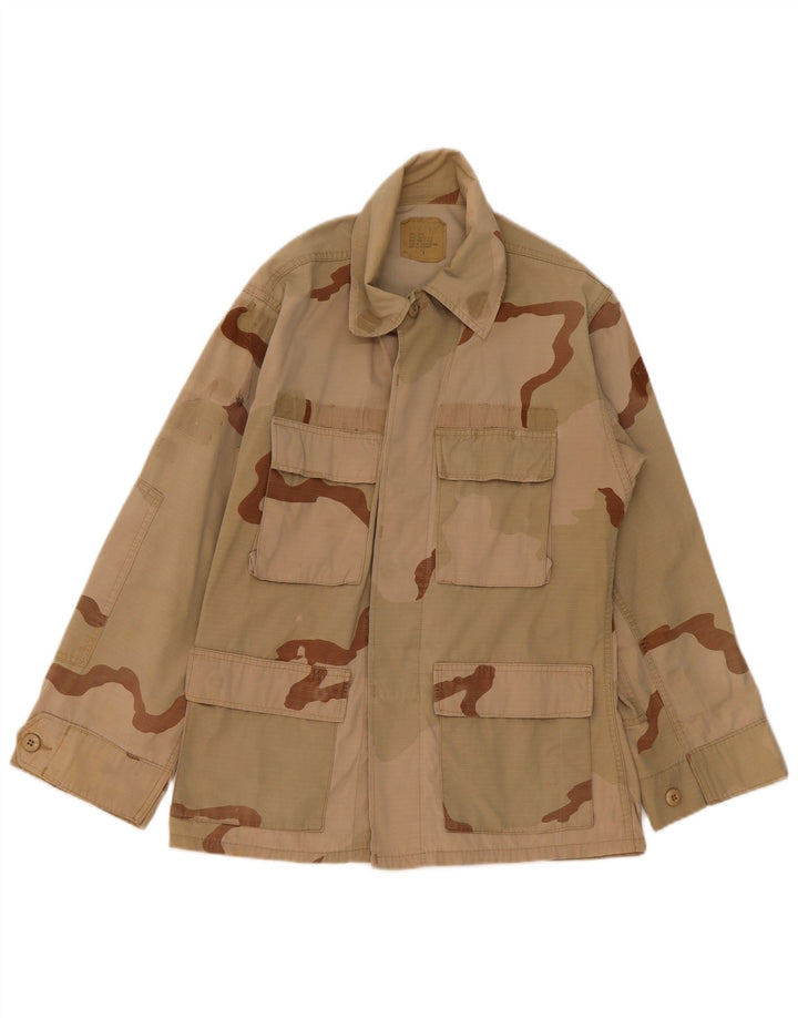 Jaqueta utilitária masculina vintage UK 36 pequena camuflagem cáqui