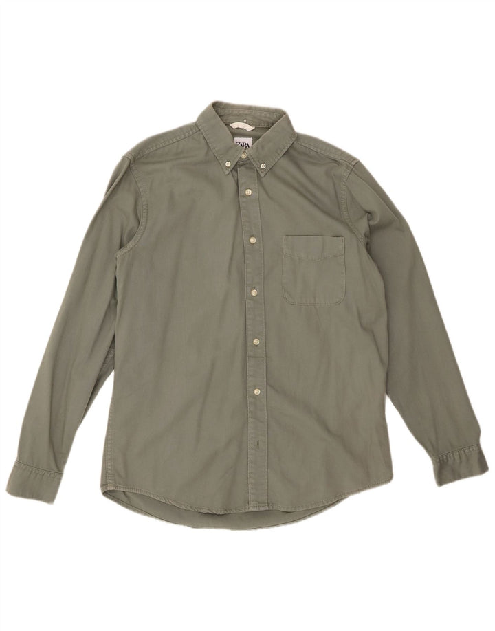 Camisa masculina ZARA pequena algodão cáqui