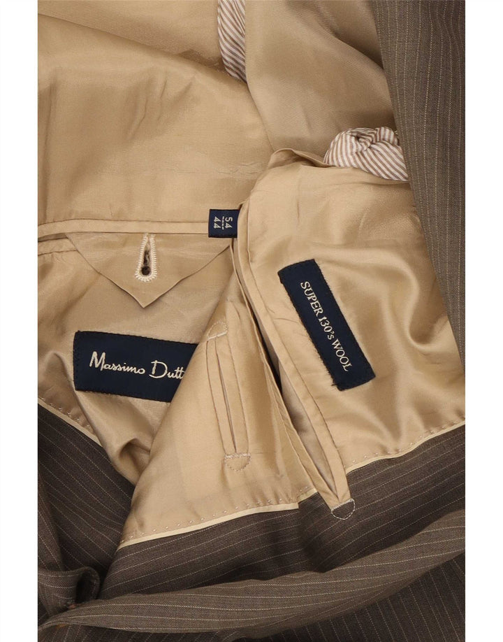 Jaqueta blazer masculina Massimo Dutti com 2 botões EU 54 XL cinza risca de giz lã