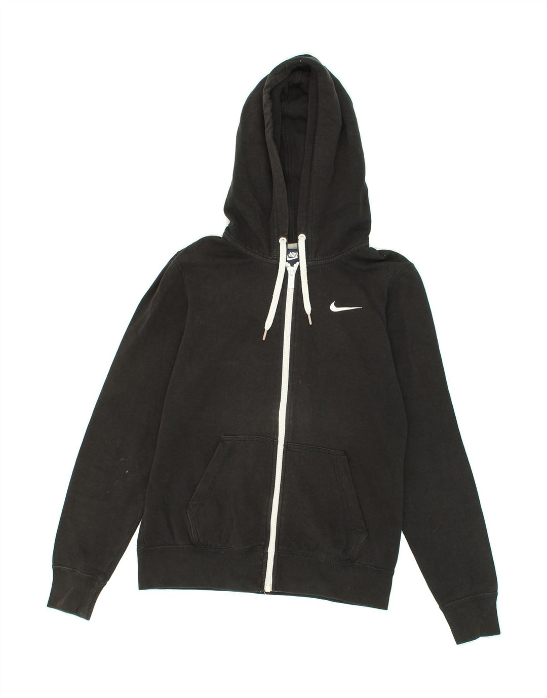NIKE Womens Zip Hoodie Sweater UK 10 Small Black Cotton Vintage Nike and Second-Hand Nike from Messina Hembry 