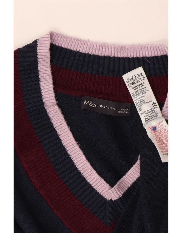 Suéter feminino Marks & Spencer com decote em V Reino Unido 16 grande azul marinho