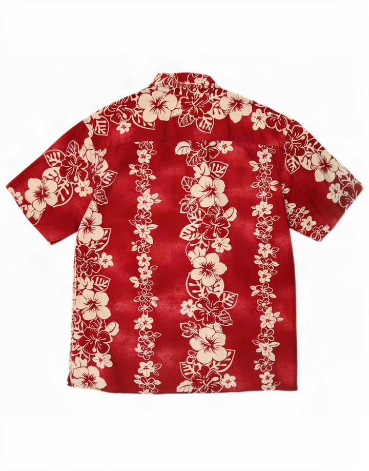 Camisa masculina de manga curta Franco Ferro grande floral vermelho