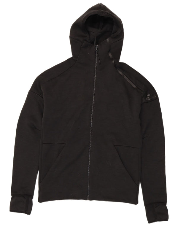 Adidas Mens Zip Hoodie Sweater Medium Black Flecked Polyester