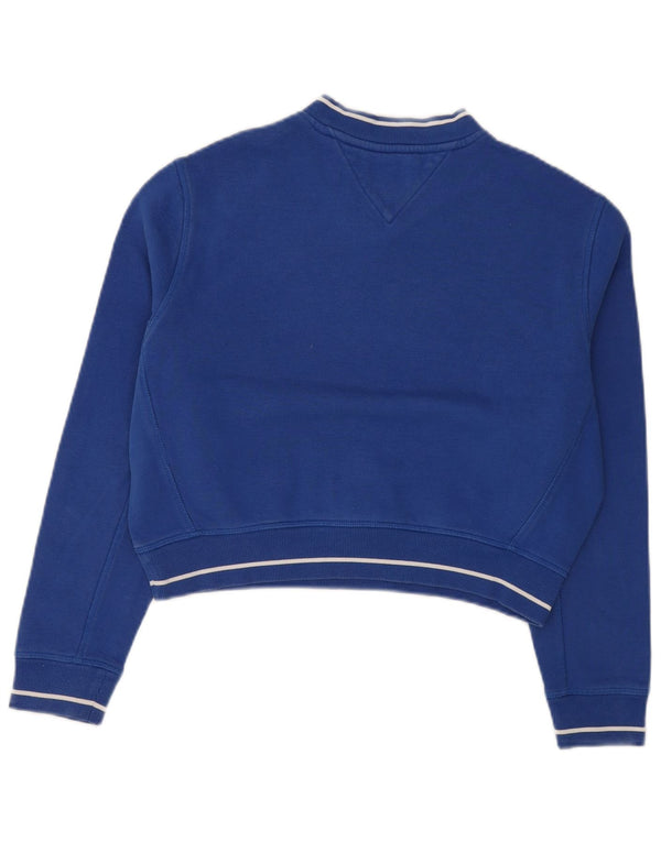 Tommy Hilfiger moletom feminino oversized gráfico crop jumper UK 6 XS azul