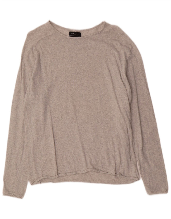 Suéter masculino ZARA com gola canoa XL cinza