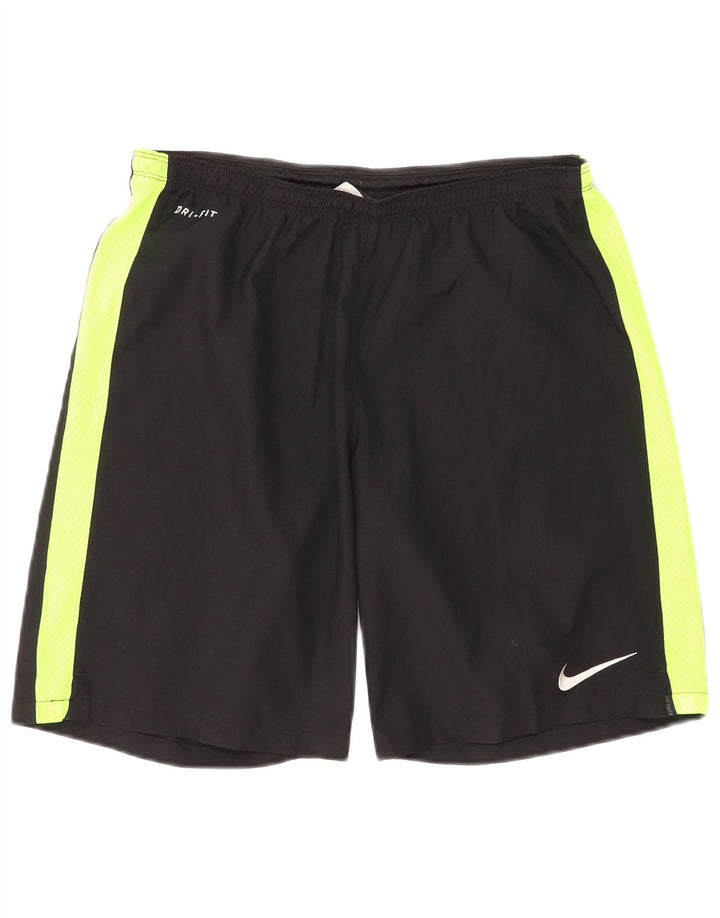 Shorts esportivos masculinos Nike Dri Fit médio preto colorblock poliéster
