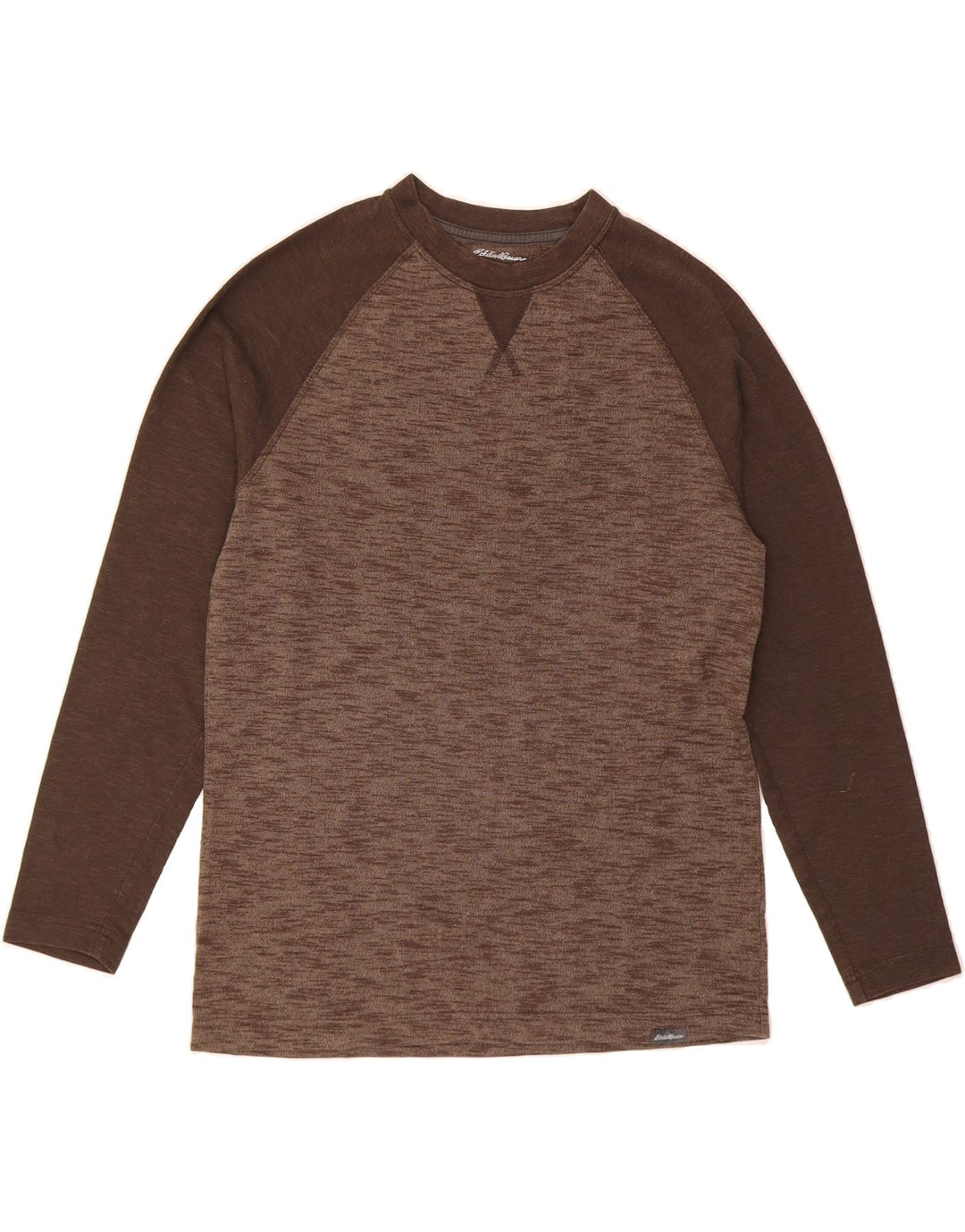 EDDIE BAUER Mens Top Long Sleeve Medium Brown Colourblock Cotton Vintage Eddie Bauer and Second-Hand Eddie Bauer from Messina Hembry 