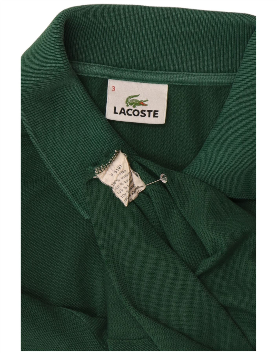 Camisa polo masculina LACOSTE tamanho 3 pequeno algodão verde