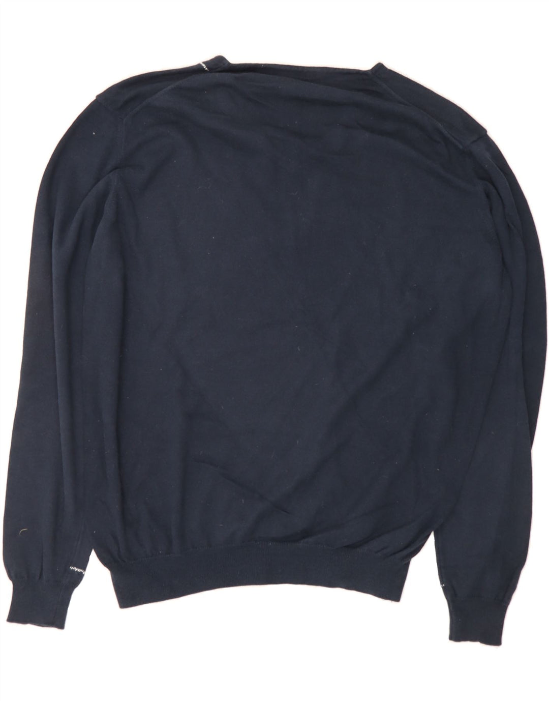 VINTAGE Mens V-Neck Jumper Sweater 3XL Navy Blue Cotton Vintage Vintage and Second-Hand Vintage from Messina Hembry 