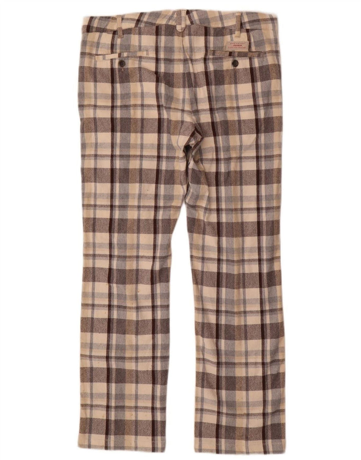 Calça jeans masculina Jeckerson reta W34 L30 cinza xadrez