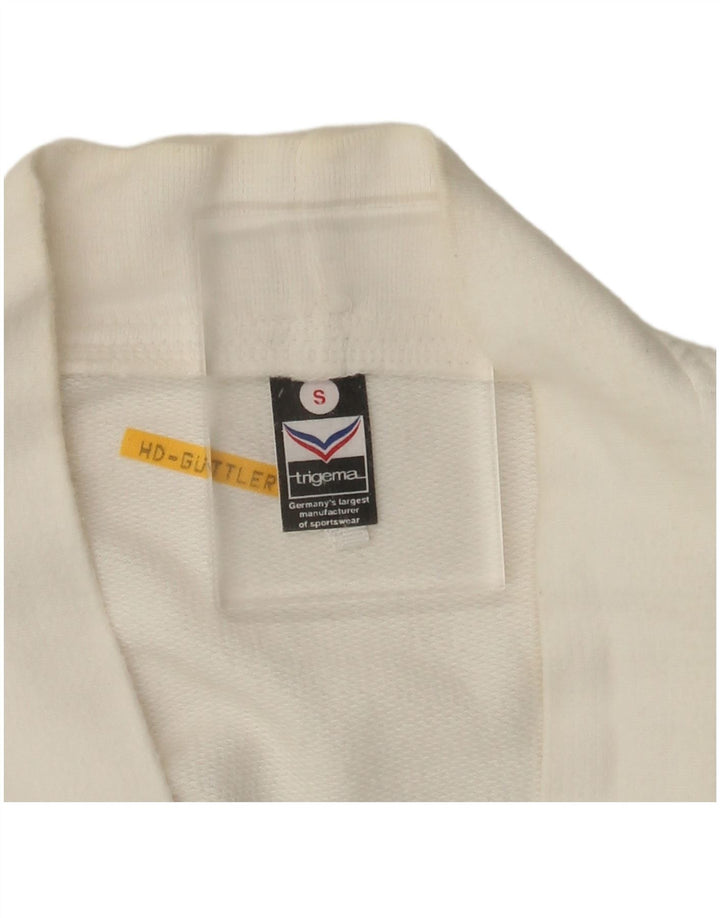 TRIGEMA Suéter cardigã masculino pequeno algodão branco
