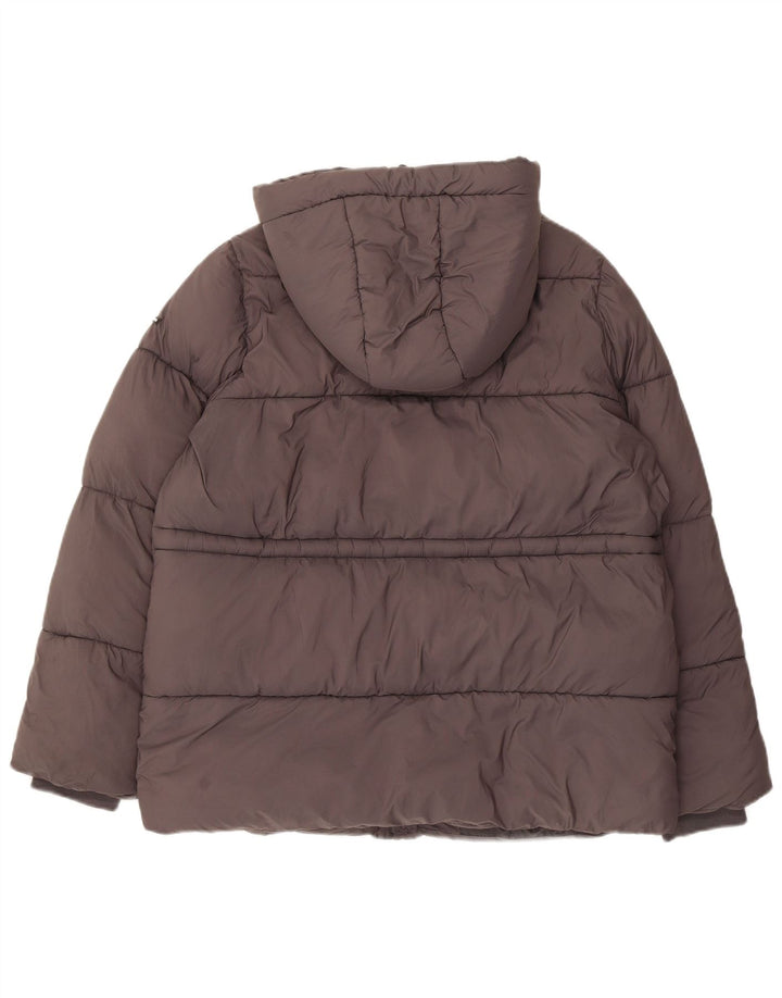Jaqueta acolchoada com capuz grande e capuz feminina PEPE Jeans UK 10 poliéster cinza pequeno