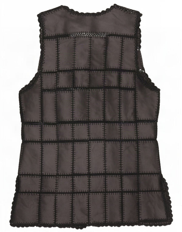 Colete de couro feminino vintage UK 16 grande preto