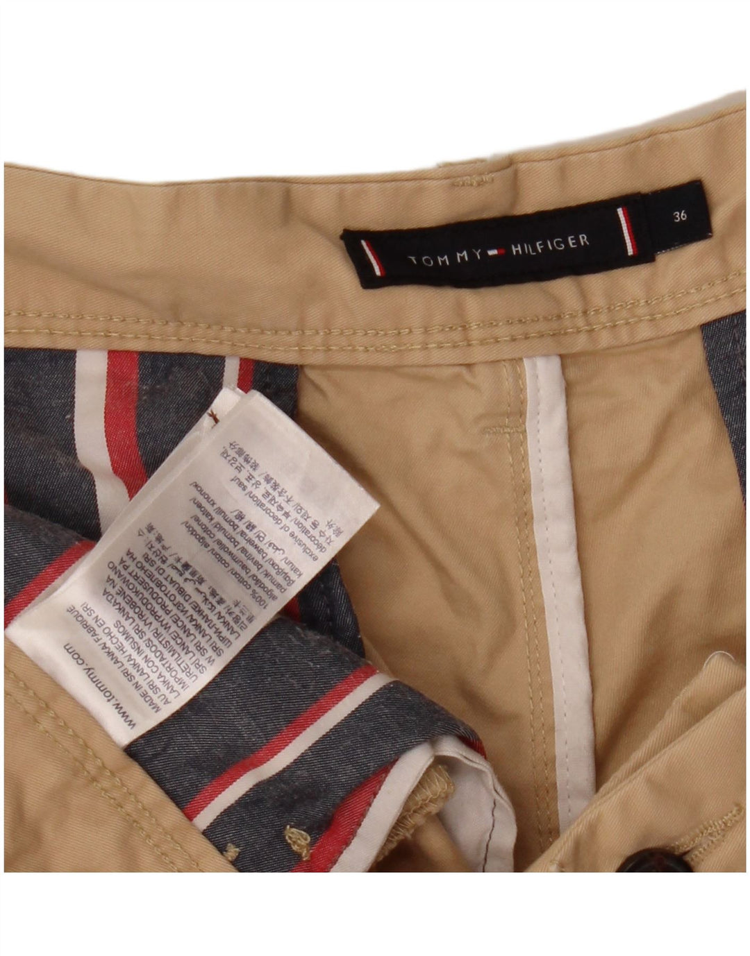 Shorts cargo masculino Tommy Hilfiger W36 grande algodão bege