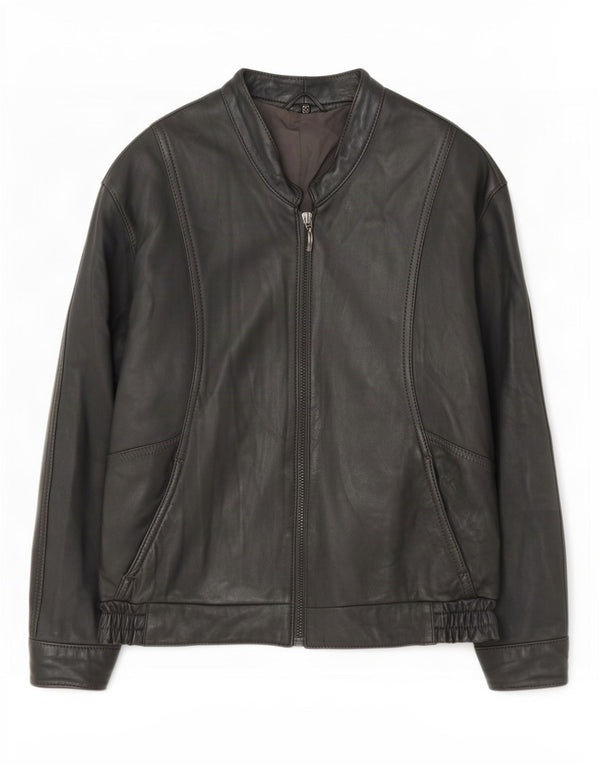 Jaqueta de couro masculina vintage UK 38 cinza médio