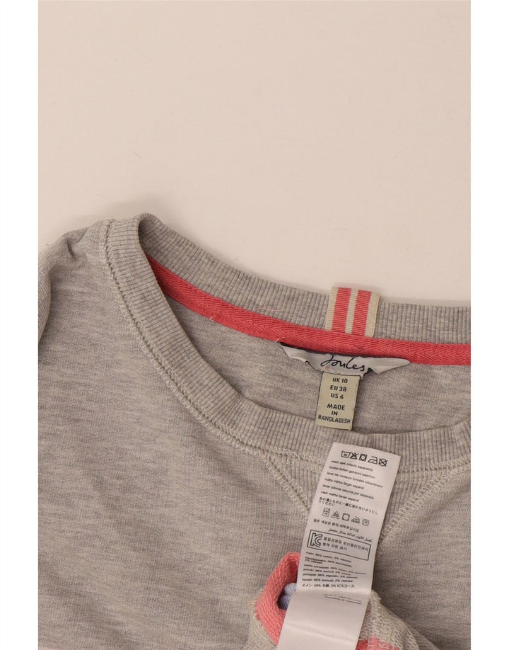 Moletom feminino Joules Crop Oversized Jumper Reino Unido 10 pequeno listrado cinza