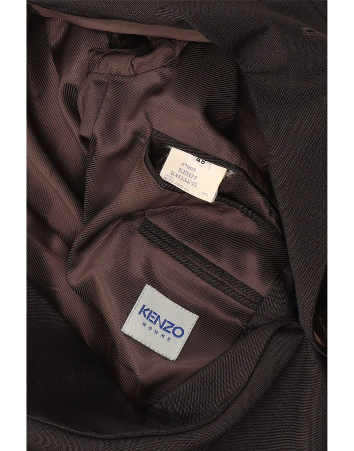 Jaqueta blazer masculina de 3 botões KENZO IT 48 lã azul marinho médio