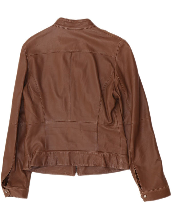 Jaqueta de couro feminina Penny Black UK 12 pele de cordeiro marrom média