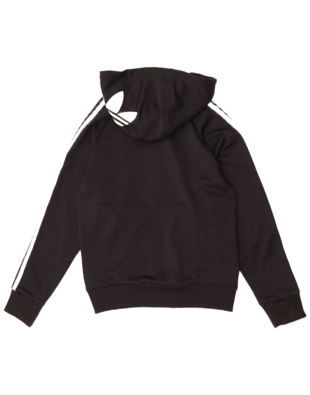 Suéter feminino Adidas com capuz e zíper gráfico IT 40 pequeno poliéster preto