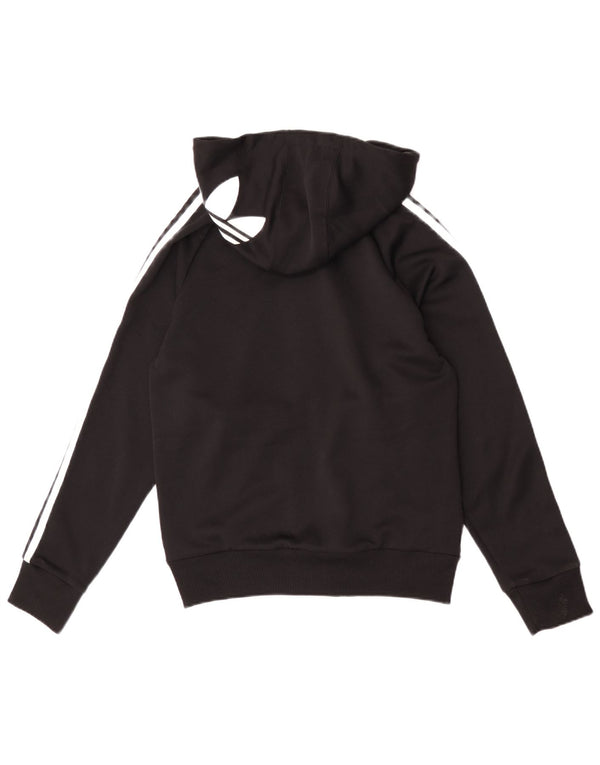 Suéter feminino Adidas com capuz e zíper gráfico IT 40 pequeno poliéster preto