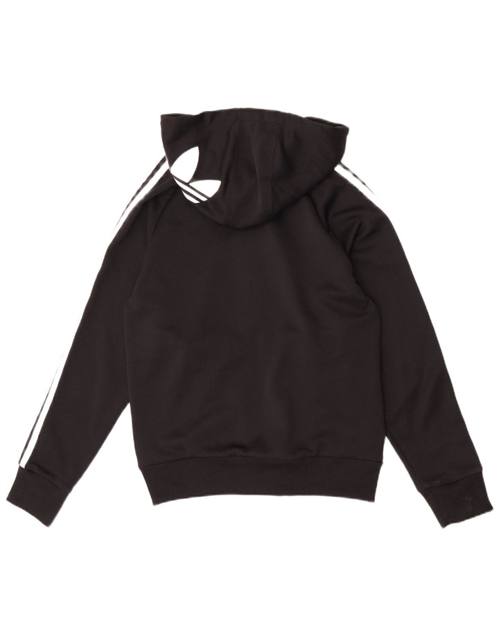 Suéter feminino Adidas com capuz e zíper gráfico IT 40 pequeno poliéster preto