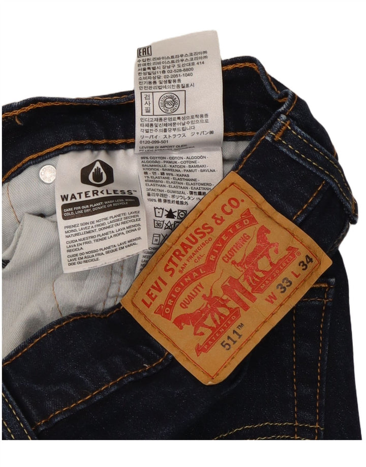 Levi's Masculino 511 Slim Jeans W33 L34 Azul Marinho Algodão
