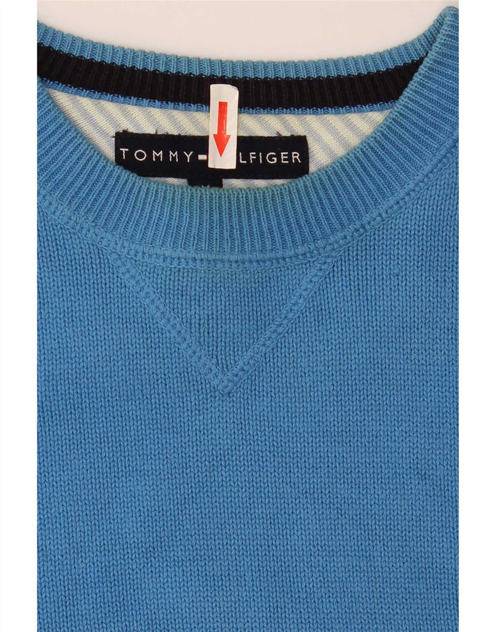 Suéter masculino Tommy Hilfiger com gola redonda e algodão azul médio