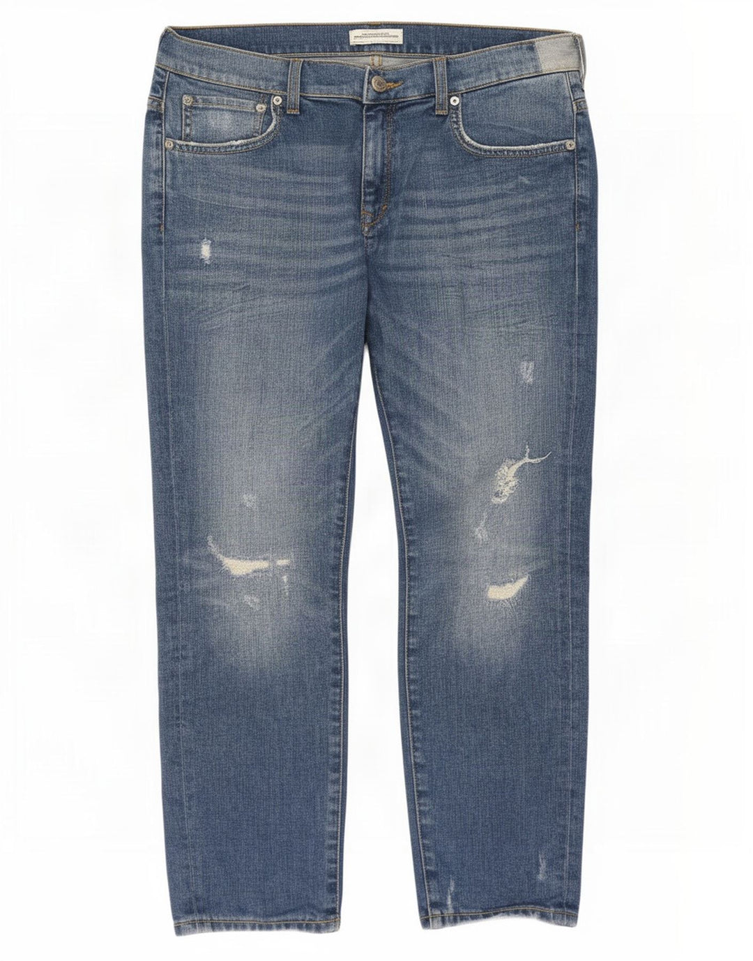Zara Jeans feminino cortado desgastado EU 40 médio W30 L25 azul