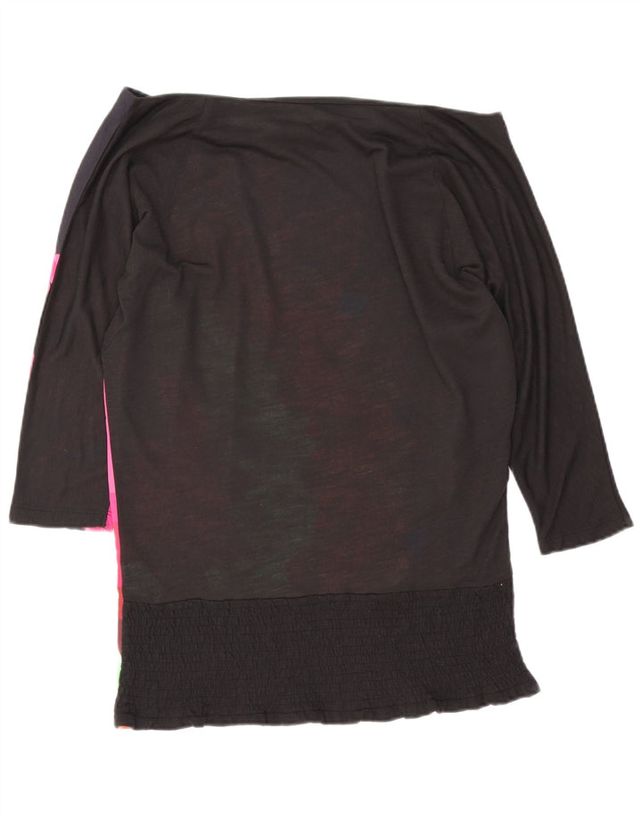 Desigual Top feminino com estampa oversized sem ombros Reino Unido 10 pequeno preto