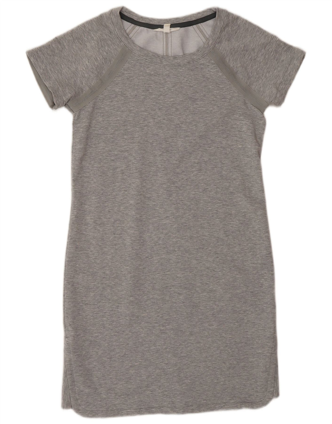Vestido camiseta feminino Athleta Reino Unido 10 pequeno poliéster manchado cinza