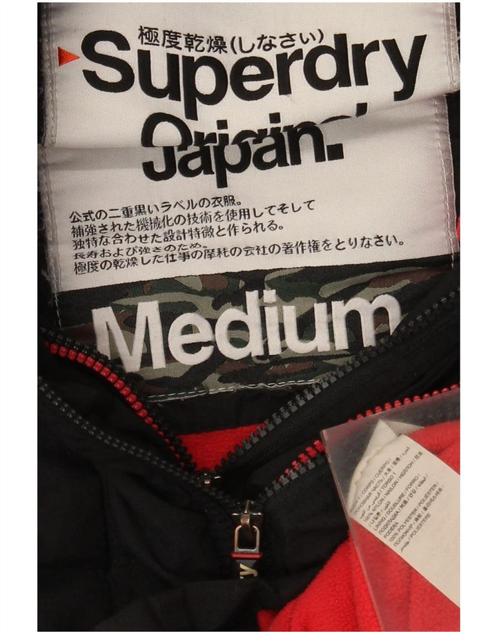 Jaqueta corta-vento feminina Superdry com capuz gráfico Reino Unido 14 médio preto nylon